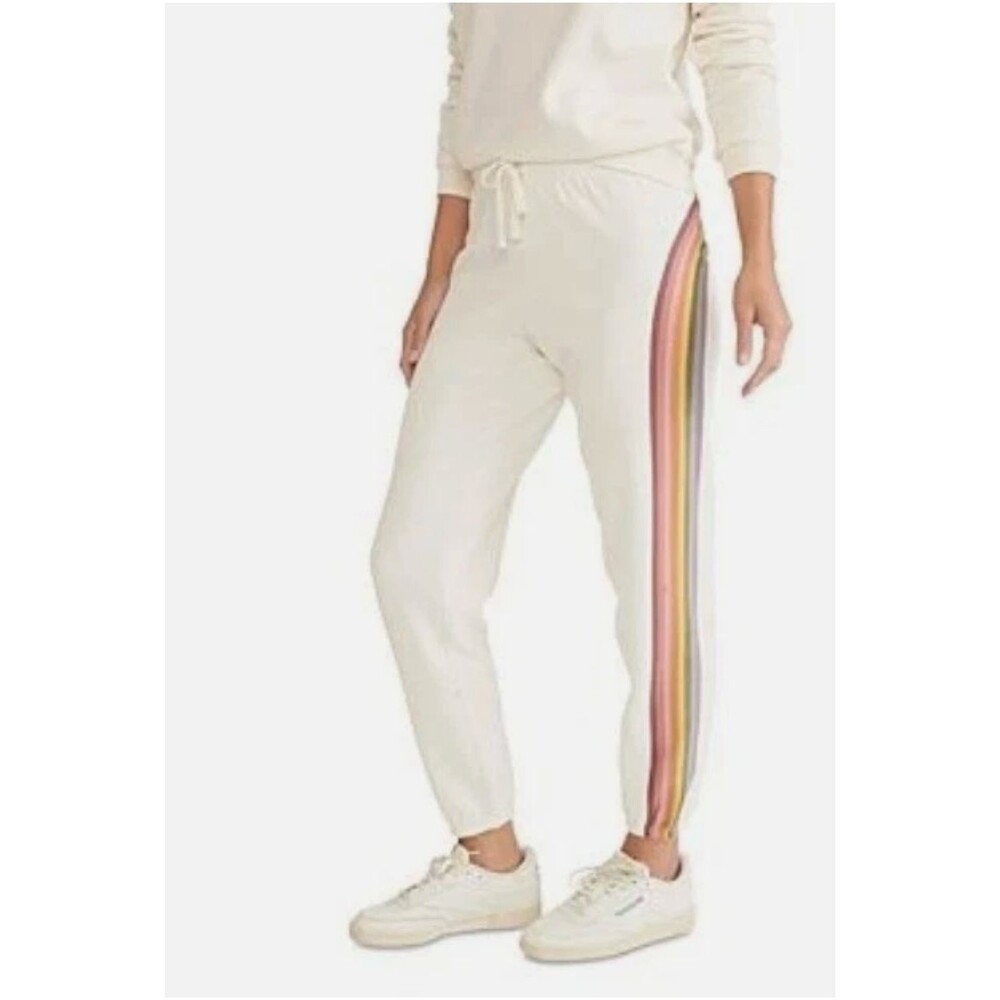 Marine Layer Anytime Fleece Sweatpant Womens Medium Antique White Rainbow